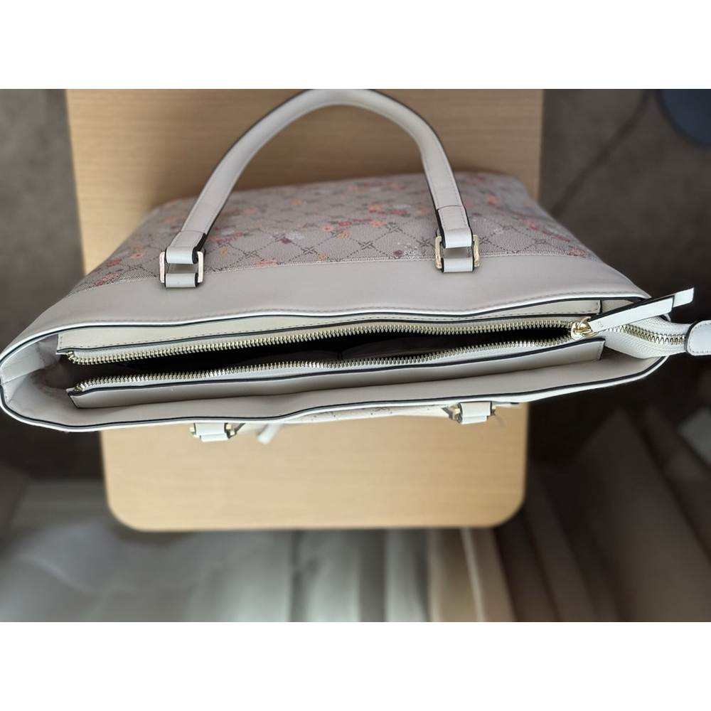 NEW Nine West Kaislie Tote Floral Logo Purse Cream Pink - Picture 5 of 9